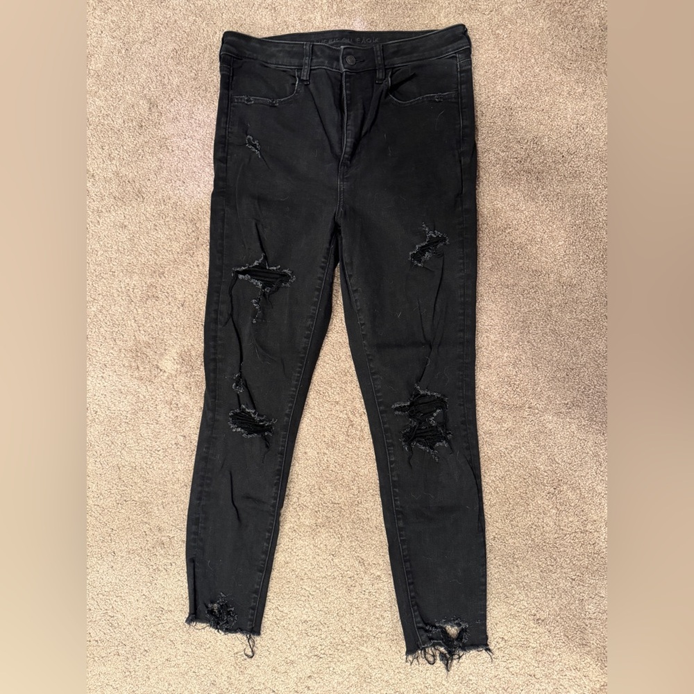 American Eagle Black Ripped Skinny Jeans